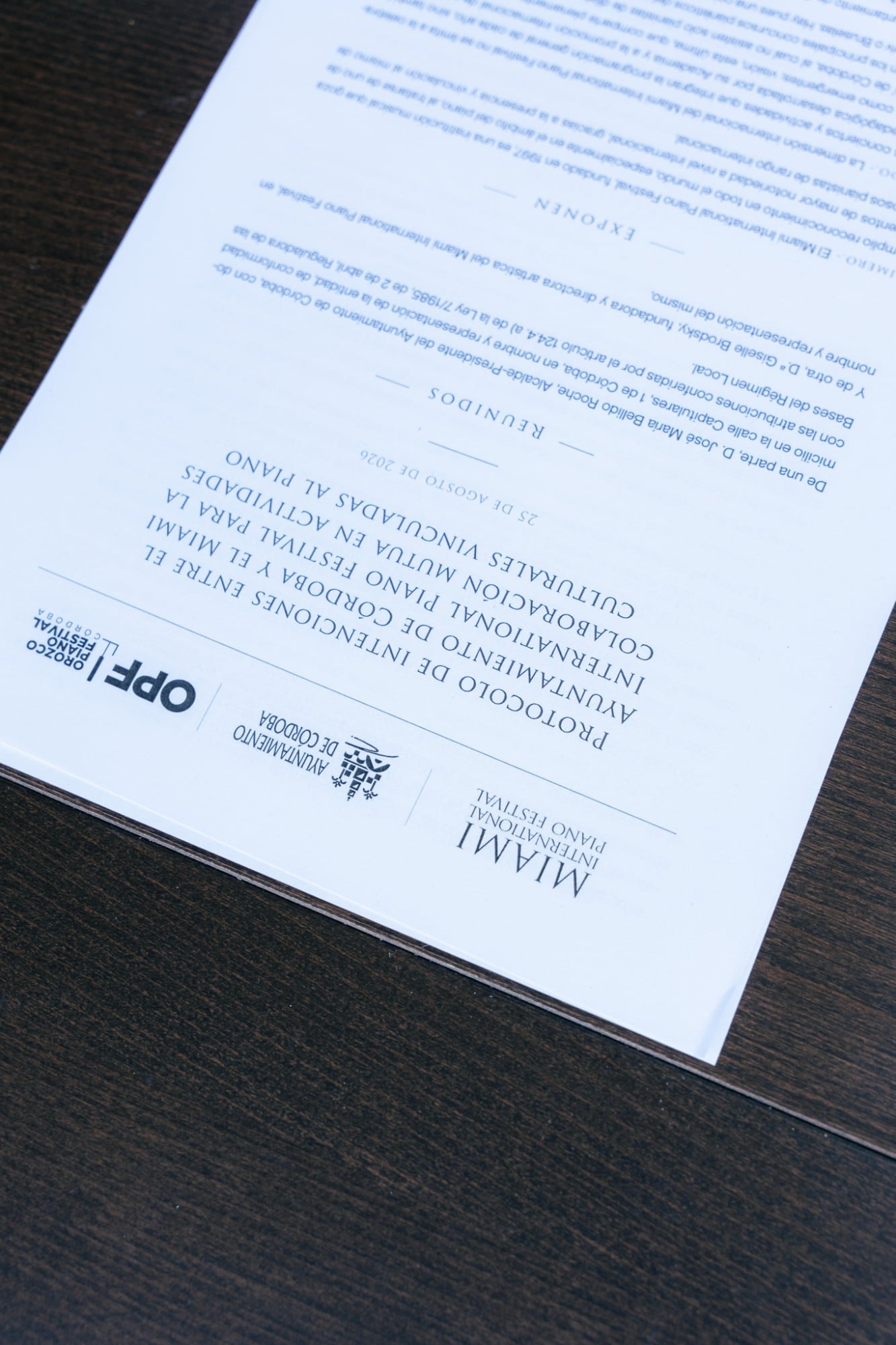 The Protocol of Intent between the City of Córdoba and the Miami International Piano Festival